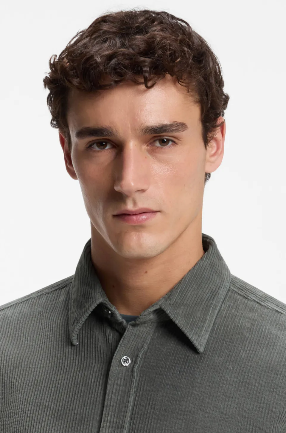 Boss regular fit corduroy overhemd - grijsgroen, foto 4