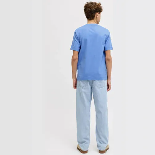 Jack & Jones junior t-shirt blauw met tekstopdruk, foto 3