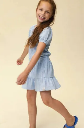 LOOXS little gestreepte korte rok lichtblauw lichtblauw / wit, foto 2