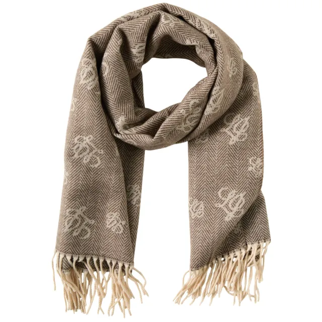 Liu Jo sjaal met logoprint taupe Bruin