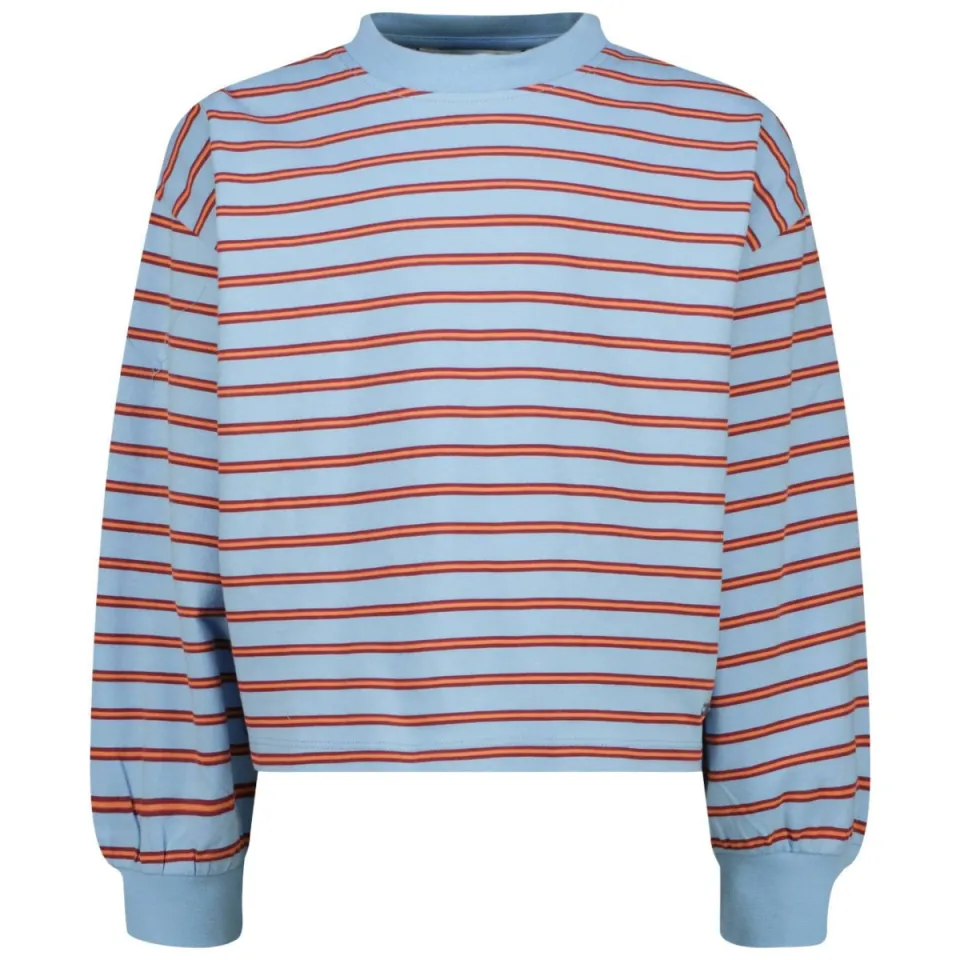 Raizzed Telma boxy gestreepte longsleeve lichtblauw/oranje, foto 2
