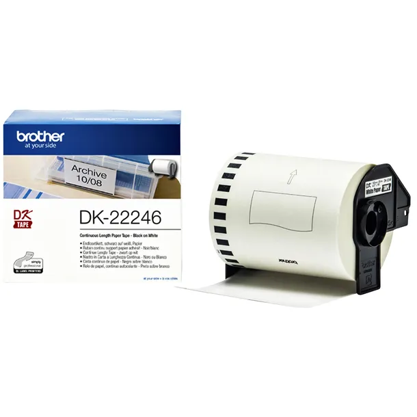 Brother Etiket brother dk-22246 doorlopend 103mm 1 rol 30m wit Zwart op wit