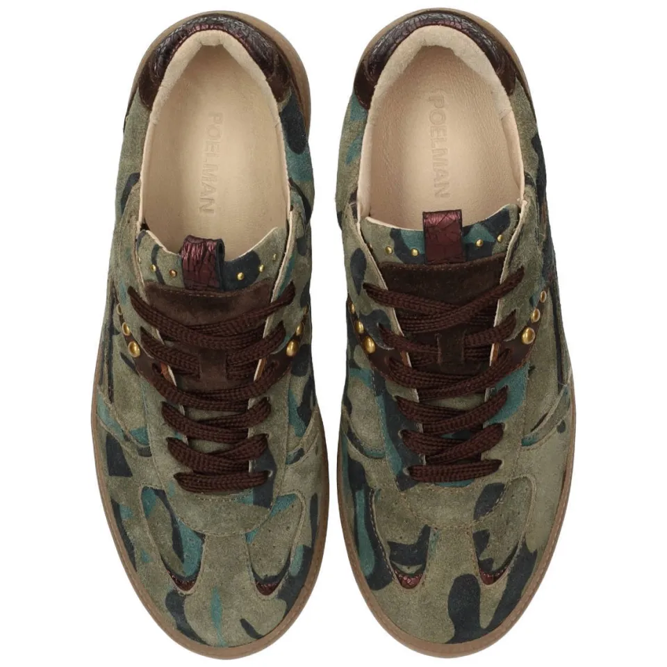 Poelman Skye leren sneakers met studs en print - groen, foto 3