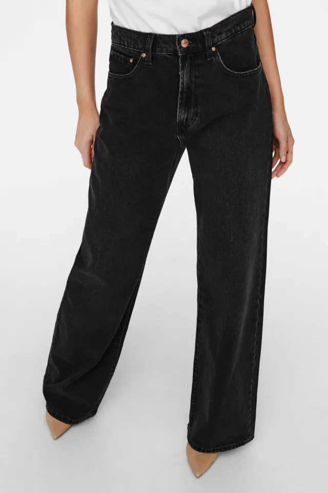 Only high waist wide leg jeans ONLHOPE black denim