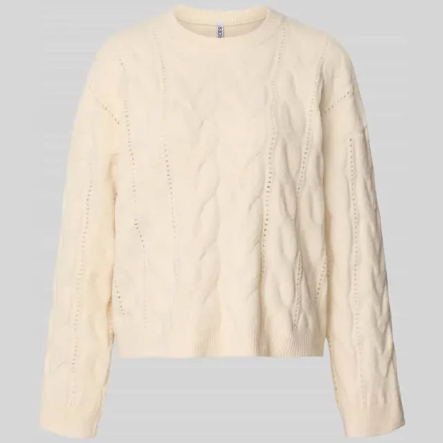 Pieces relaxed fit pullover met ronde hals model 'KATHY' Offwhite
