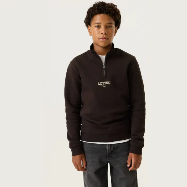 Garcia rechtvallende sweater met tekst - donkerbruin