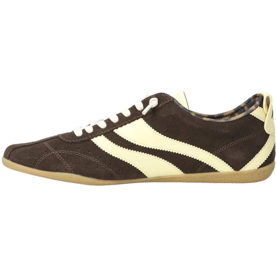 Mrp suède sneakers donkerbruin/geel, foto 4