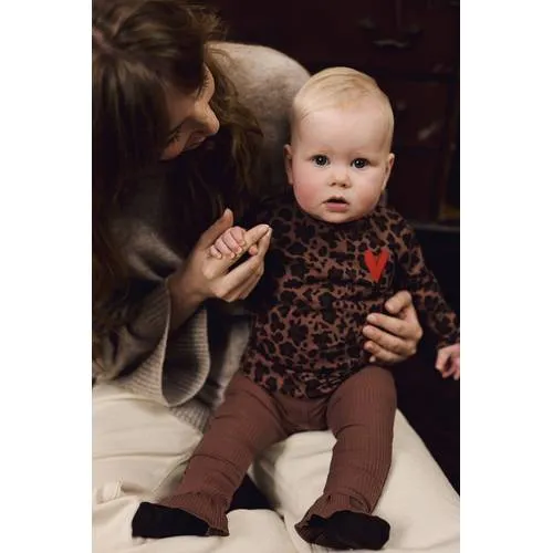 Z8 Millie newborn legging met ruches bruin, foto 6