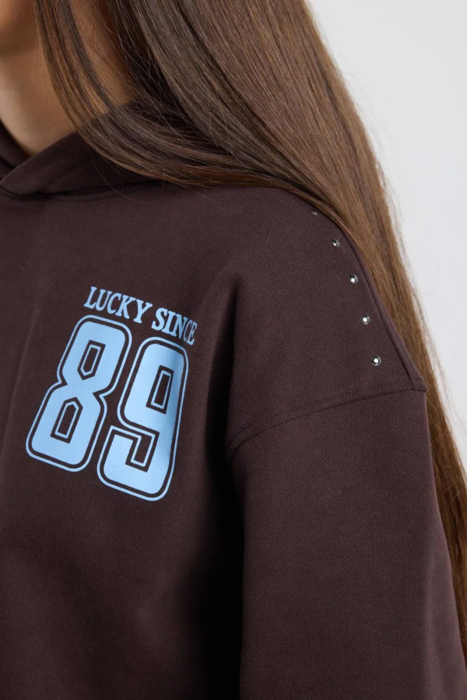 America Today sweater met studs - bruin/lichtblauw, foto 4
