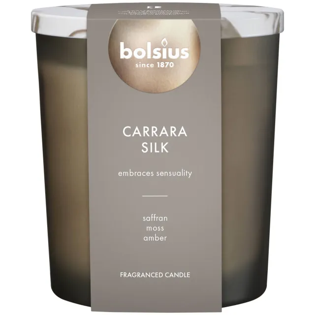 Bolsius geurkaars - Carrara Sillk (75 branduren) grijs