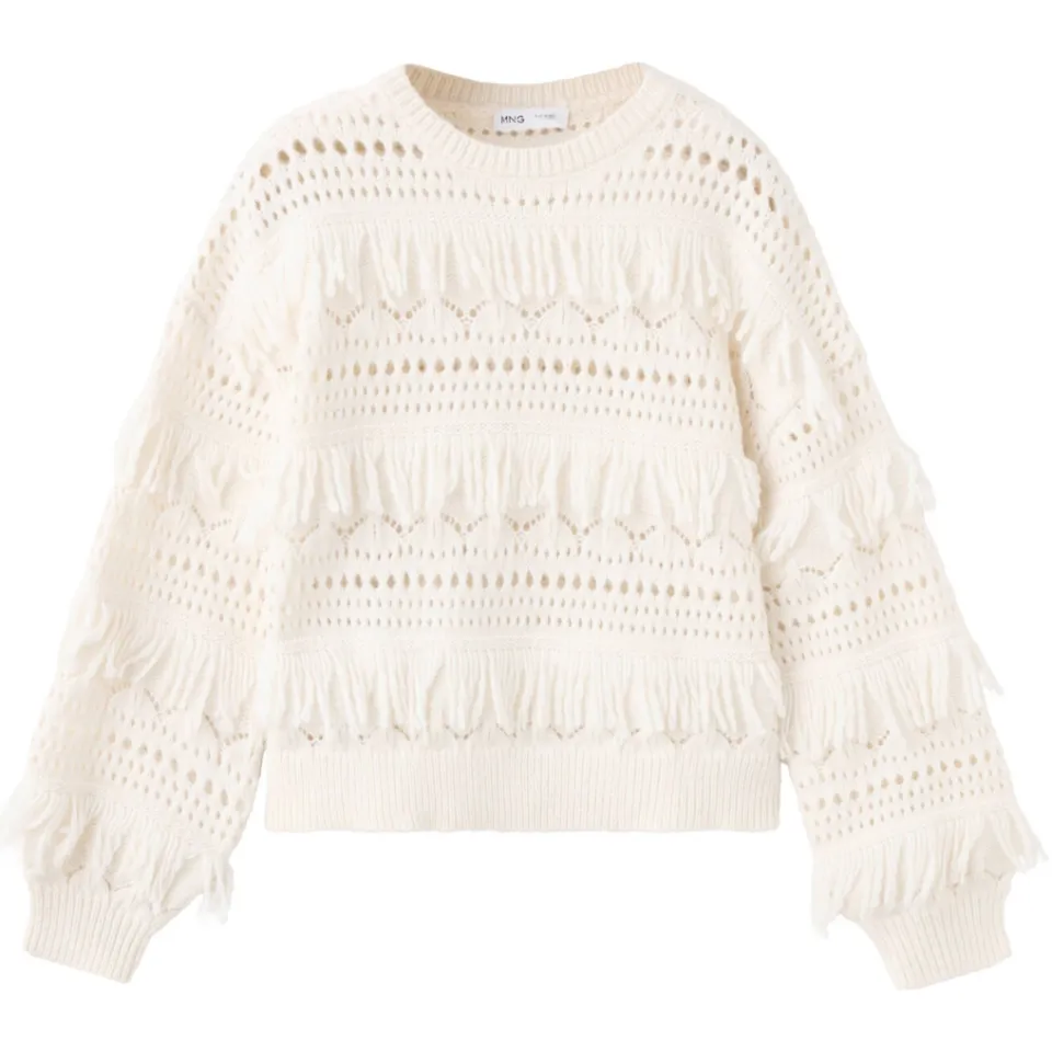Mango Kids gebreide trui met franjes - beige, foto 2