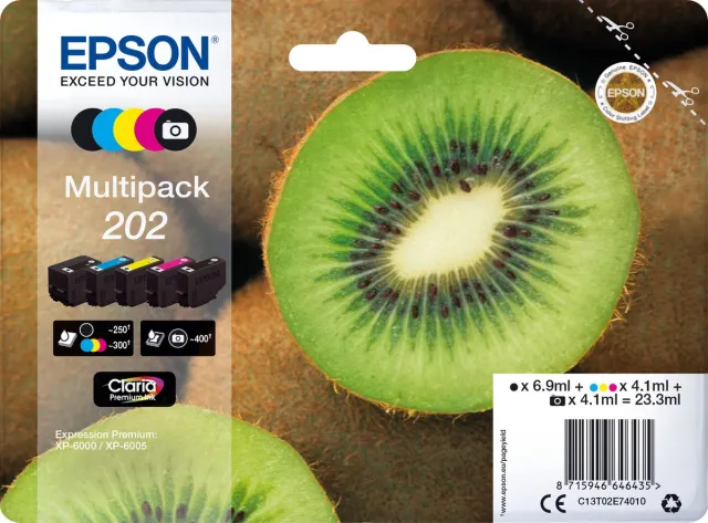 Epson 202 Mpack Ink Cartridge (PBK,BK..) Zwart