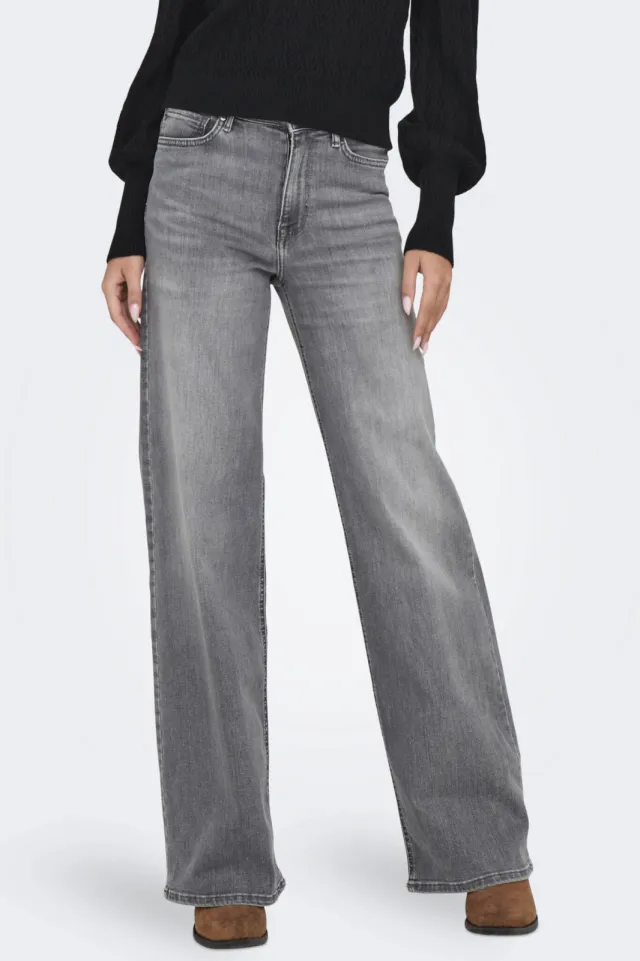 Only high waist wide leg jeans ONLMADISON grey denim, foto 4