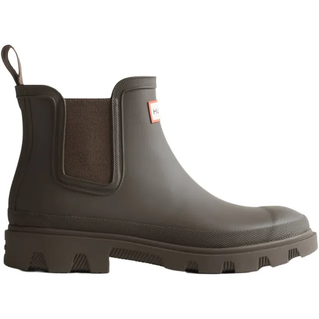 Hunter downpour chelsea rubber regenlaarzen met logo en profielzool - bruin