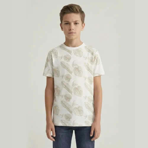 Cars T-shirt wit met bladprint, foto 3