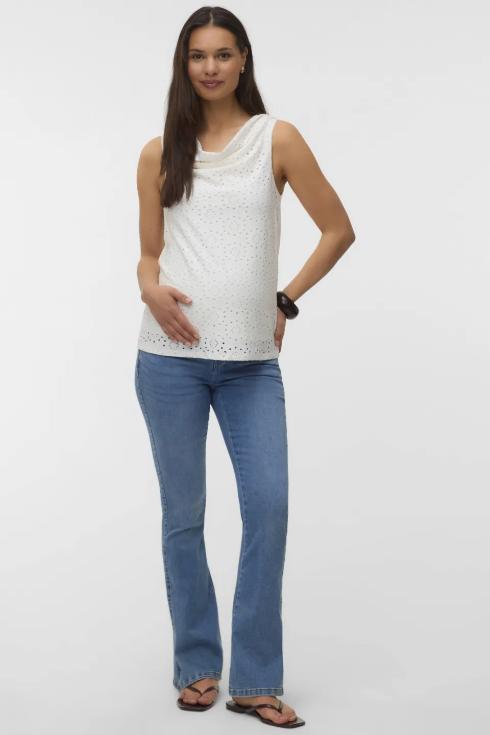Vero Moda maternity zwangerschaps top ajour wit