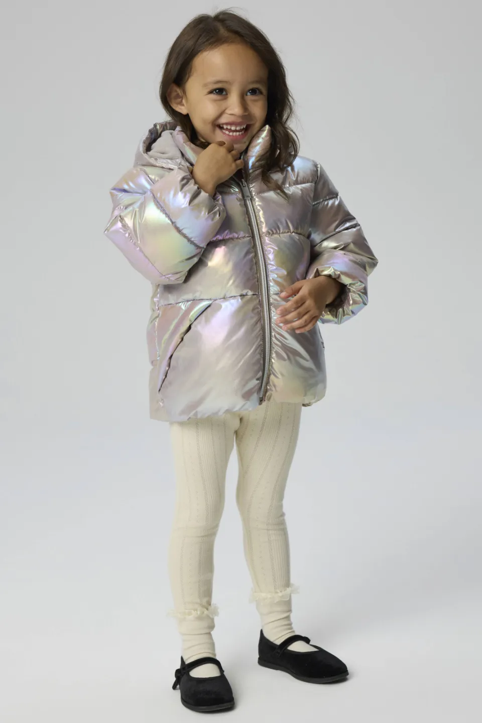 NAME IT MINI winterjas roze Beige/roze/groen
