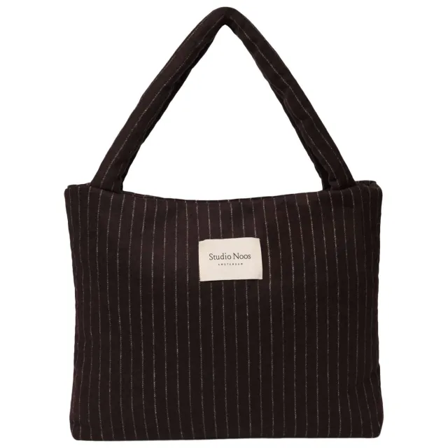 Studio Noos luiertas Flannel Chalkstripe Mom Bag donkerbruin