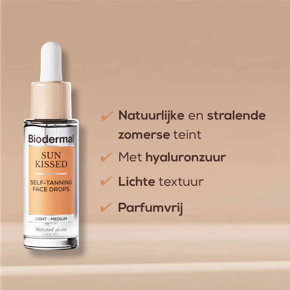 Biodermal Sun Kissed Self-Tanning face drops zomers, foto 3