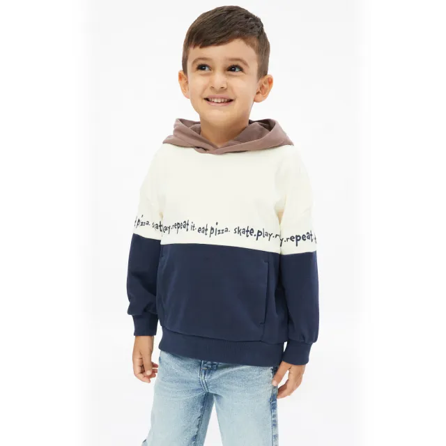 s.Oliver hoodie - ecru Ecru/donkerblauw/bruin