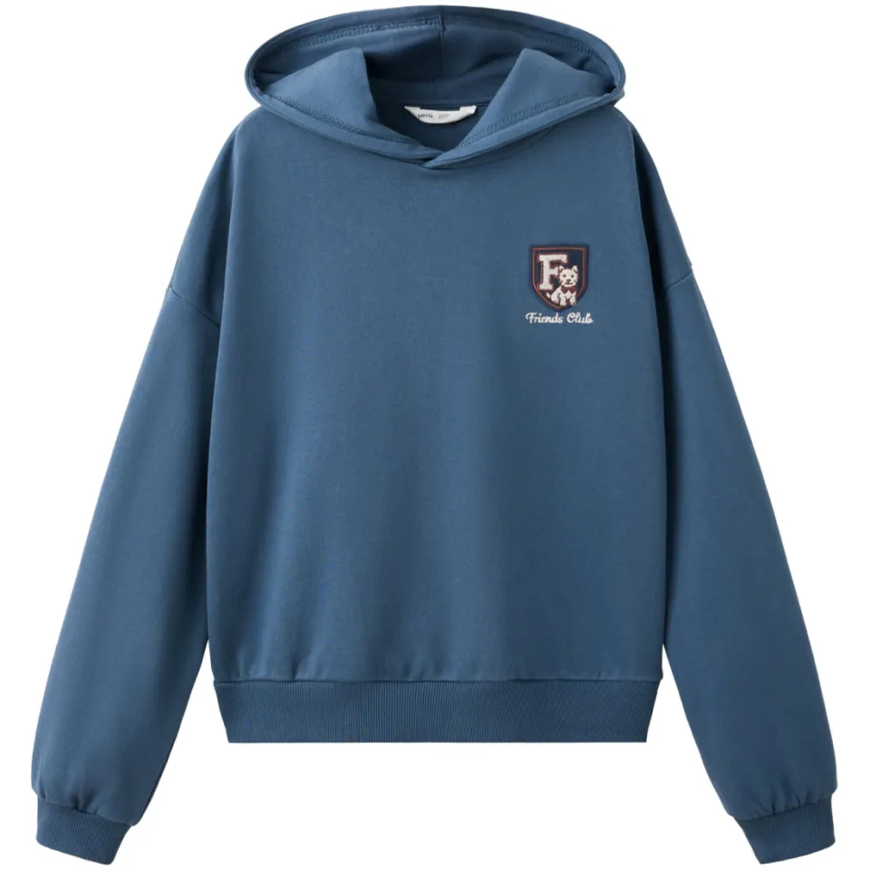 Mango Kids hoodie met borduursels en backprint - blauw, foto 2