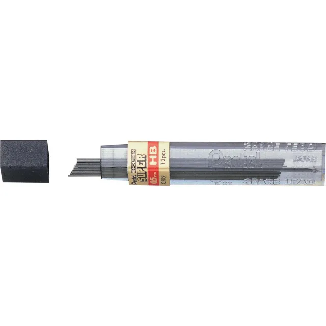 Pentel Potloodstift pentel hb 0.5mm zwart koker Stuks