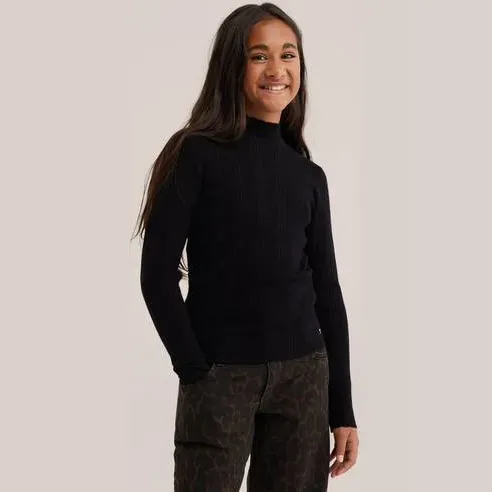 WE Fashion longsleeve met opstaande kraag zwart, foto 2