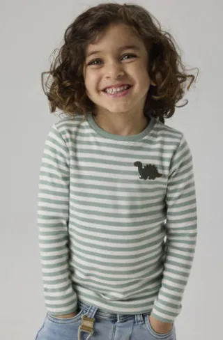 NAME IT longsleeve lichtgroen met streepdessin lichtgroen/wit, foto 2