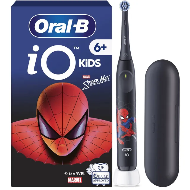 Oral-B iO Kids Marvel Spiderman elektrische tandenborstel + 1 opzetborstel + 1 reisetui Zwart