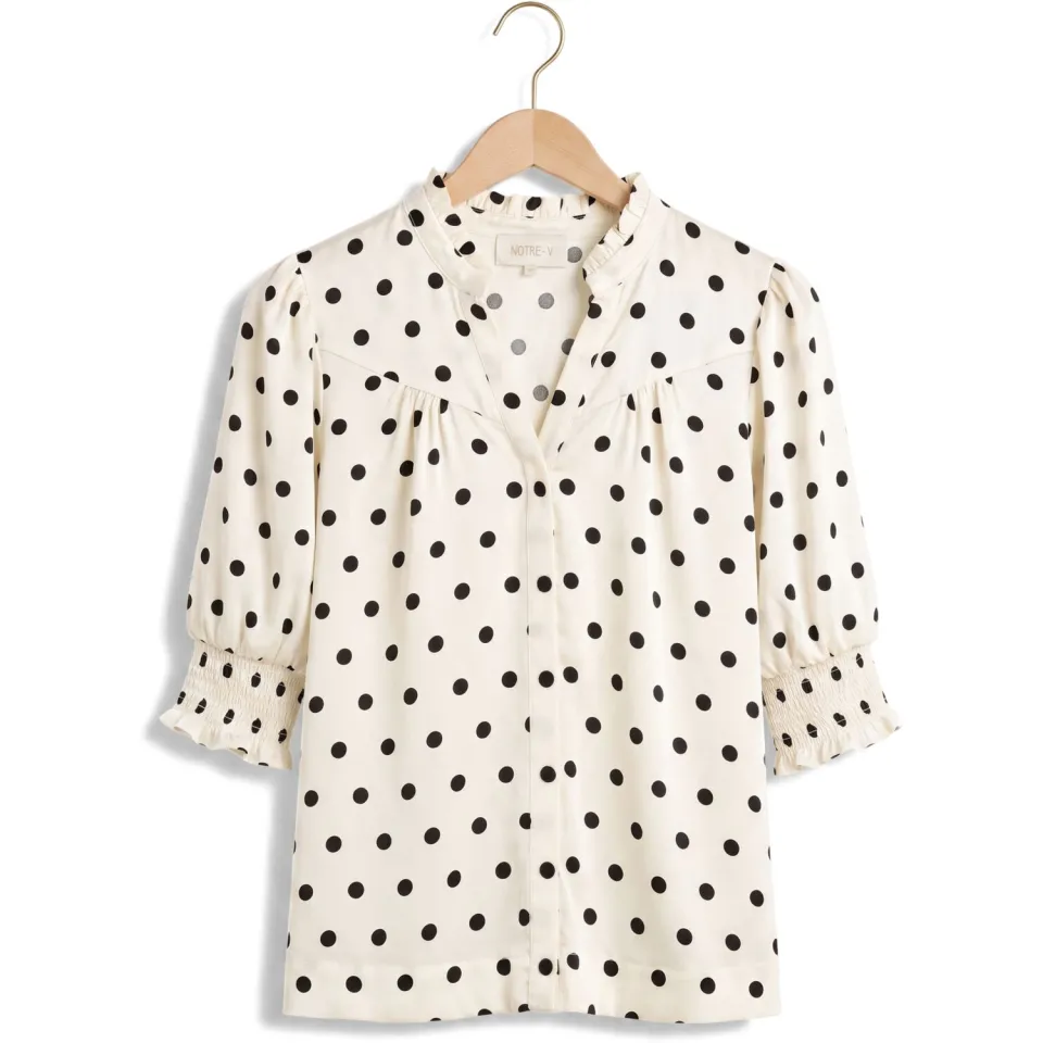 Notre-V Nv-indra blouse gebroken wit met stippen, foto 2