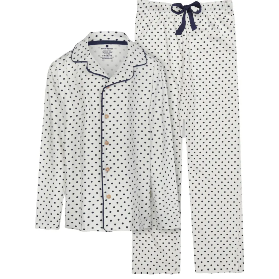 Little Label pyjama met stippen klassieke kraag wit/donkerblauw, foto 2