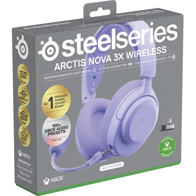 SteelSeries Arctis Nova 3X Wireless - Draadloze Gaming Headset - Xbox, PC, Switch - Lavender