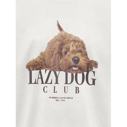 Only rechtvallend gebreid T-shirt met print wit, foto 2