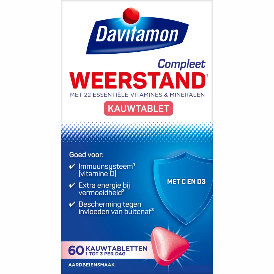 Davitamon Compleet Weerstand kauwvitamines aardbei, foto 2