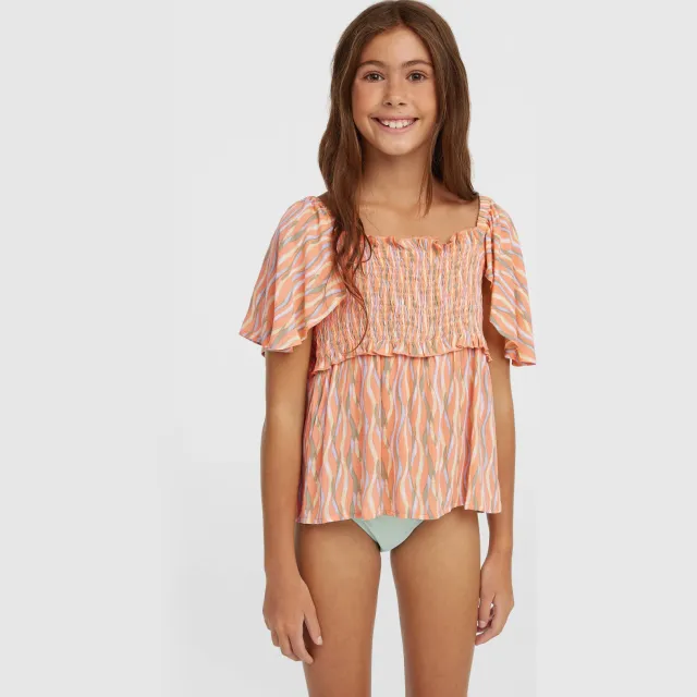O'Neill blousetop oranje Oranje/groen/blauw