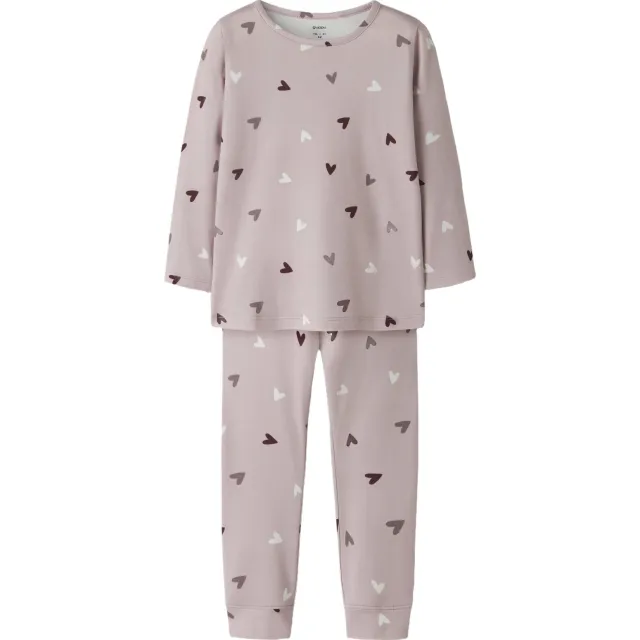 GUPPY MINI pyjama met hartjes oudroze Oudroze/wit/rood