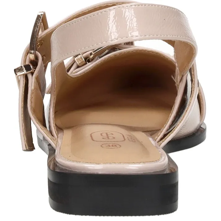 Shoecolate Slingbacks platte sandalen taupe, foto 4