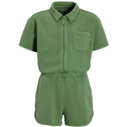 Me & My Monkey playsuit groen Meisjes Katoen Klassieke kraag Effen