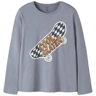 NAME IT oversized longsleeve met print lichtblauw