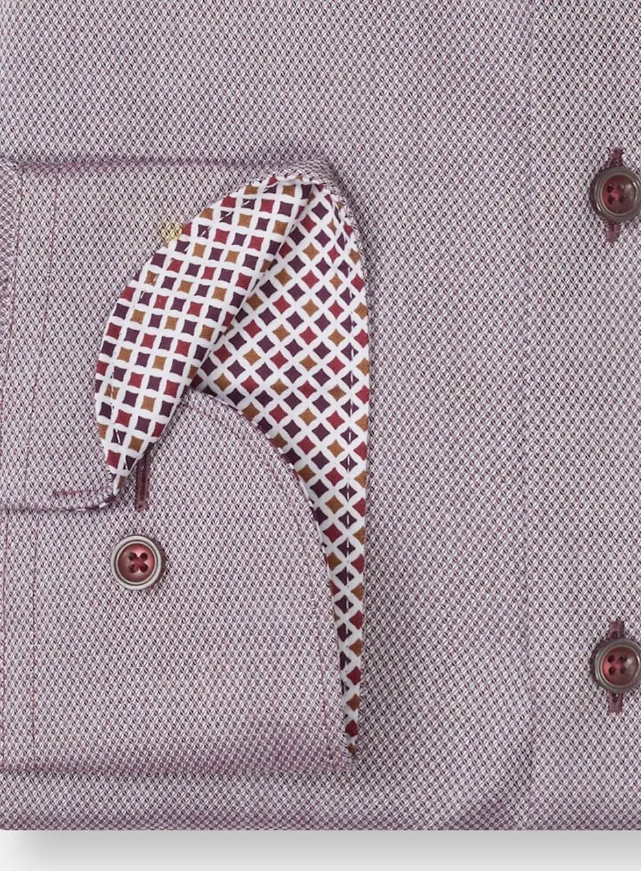Olymp slim fit gemêleerd overhemd - bordeaux, foto 4