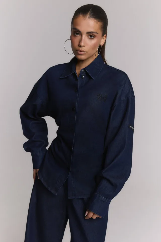 Alix The Label getailleerde blouse donkerblauw