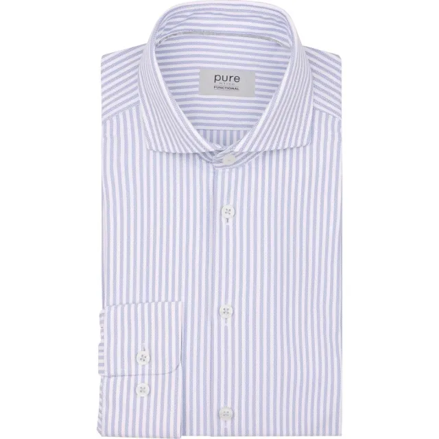 Pure Overhemd Lange Mouw Pure Shirt Streep Blauw Strepen lichtblauw