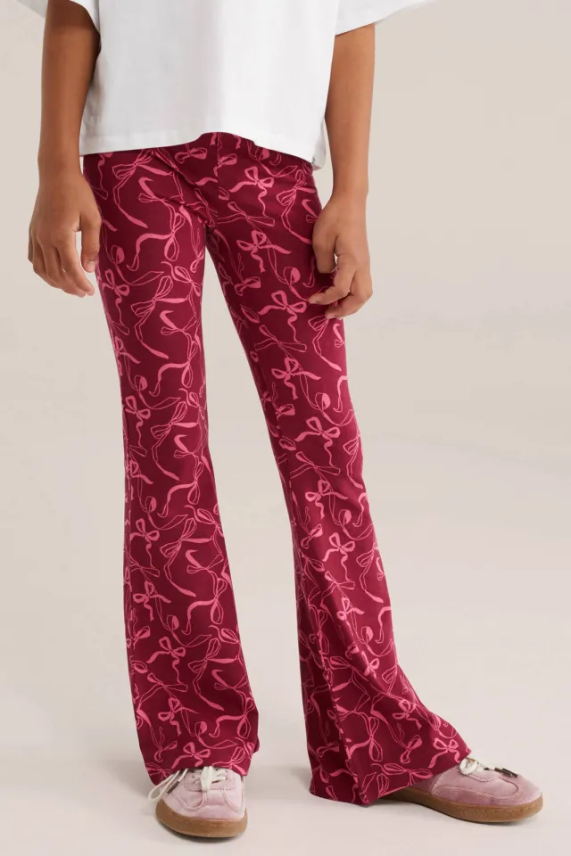 WE Fashion flared legging met print rood, foto 3