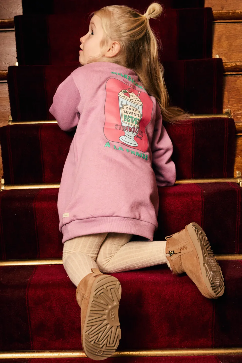 Daily7 korte sweatjurk met backprint paars, foto 5