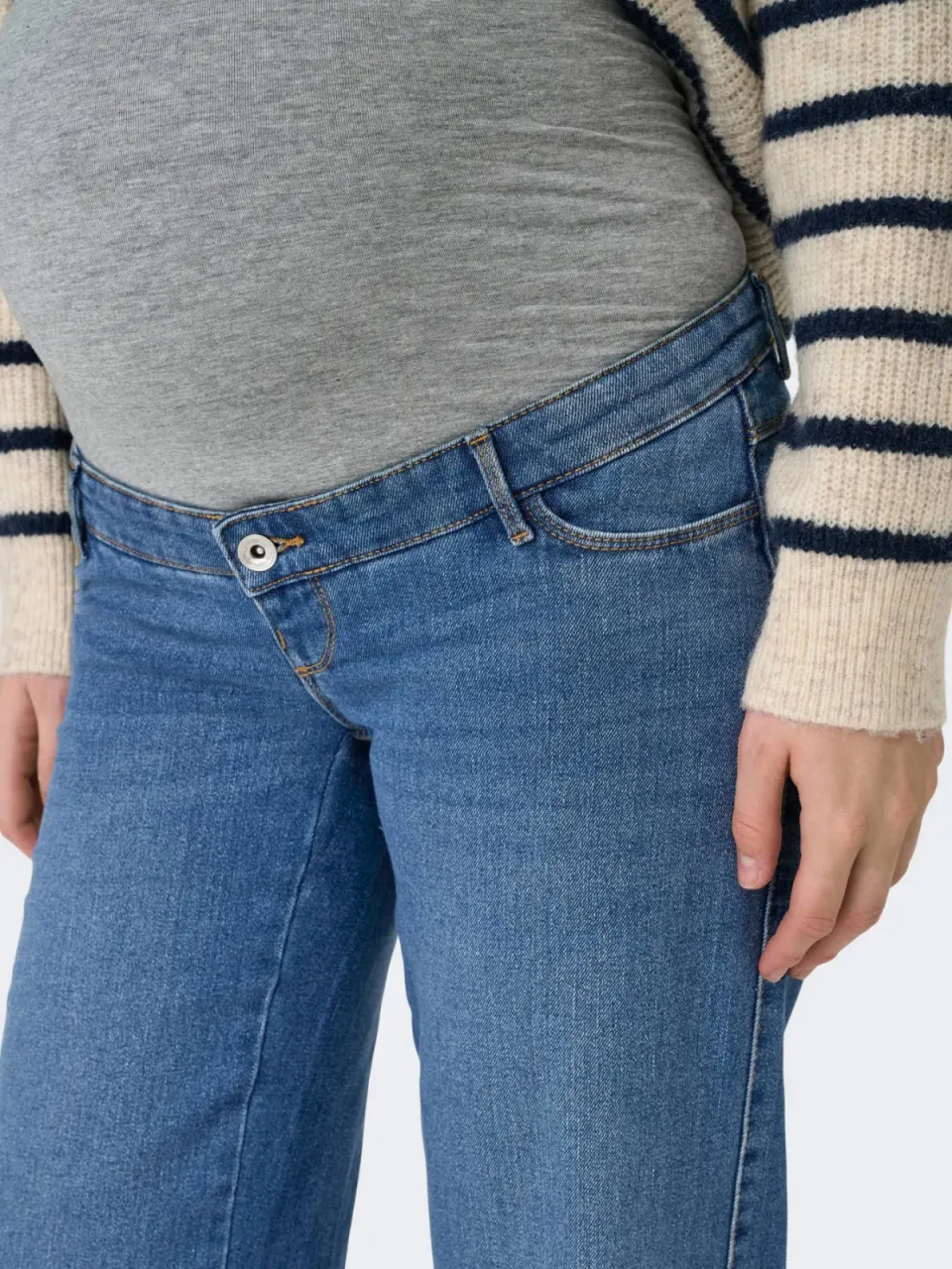 Only MATERNITY high waist zwangerschaps wide leg jeans medium blue denim, foto 5