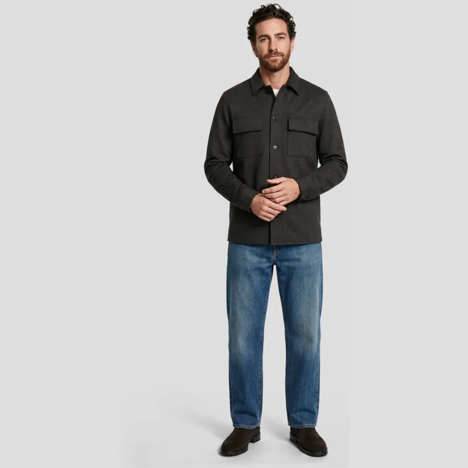 Profuomo relaxed fit overshirt met wol - donkerbruin, foto 3