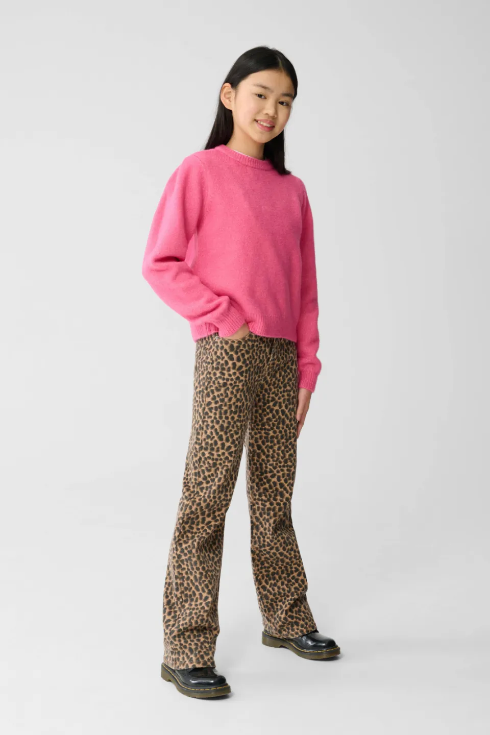 Shoeby high waist straight leg broek met panterprint bruin, foto 4