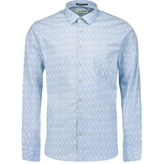No Excess Overhemd Lange Mouw No Excess Overhemd Print Lichtblauw