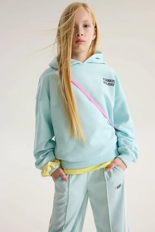 Frankie&Liberty wide leg joggingbroek lichtblauw, foto 6