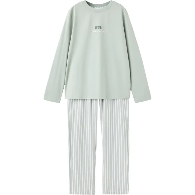 Mango Kids gestreepte pyjama groen